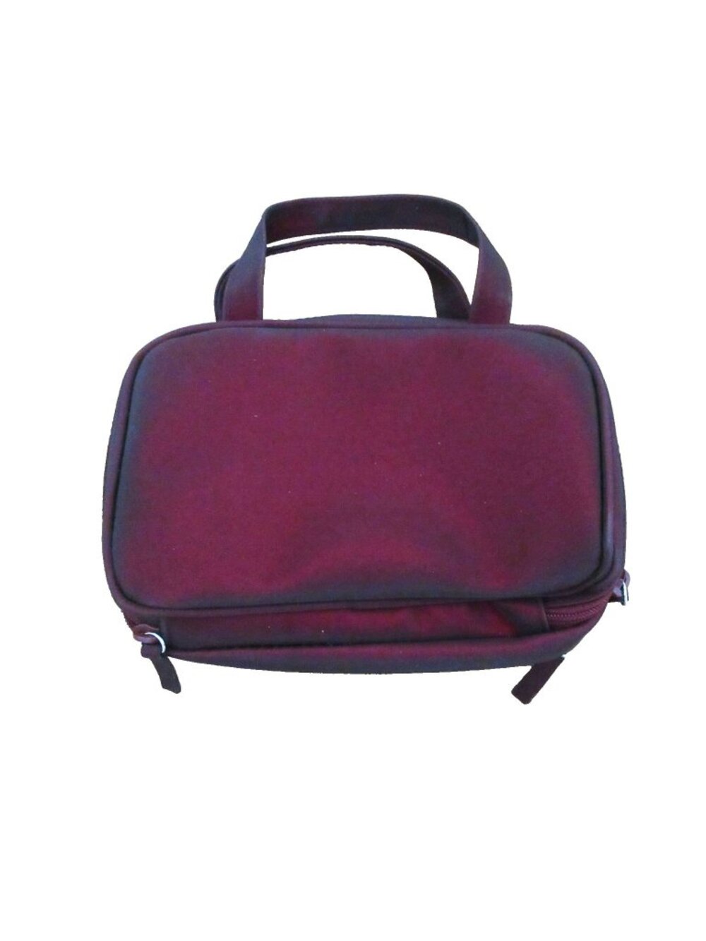 Avon Maroon Iridescent Cosmetic Makeup Travel Bag 3 Sections 9" x 6" x 2.5" NWOT